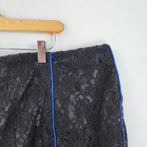 Ashro Skirt Womens 20 Black Blue Lace A Line Trumpet Classic Pleated Flare - Picture 2 of 13